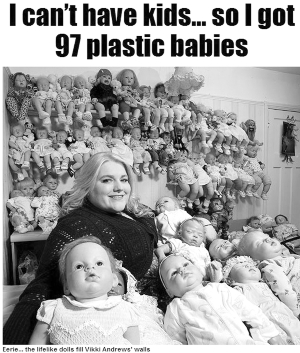 英不孕女购97个洋娃娃抚养 梦想当妈 英不孕女购97个洋娃娃抚养 梦想当妈